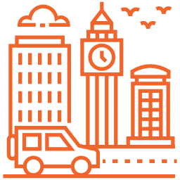 A logo of maxi taxi on the road area